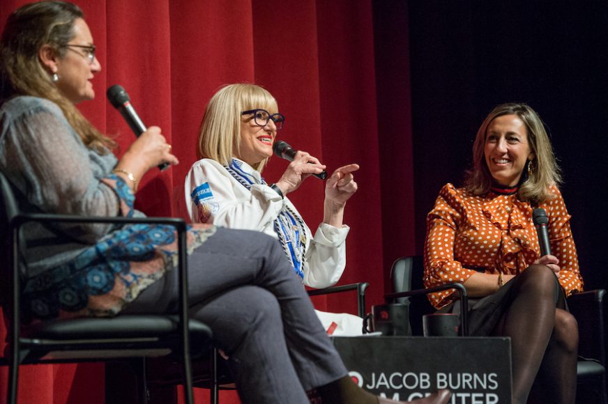 Filmmaker Joanna James, chef Maria Loi and film subject Valerie James held a panel discussion following the screening of “A Fine Line.” Photograph by Lynda Shenkman.