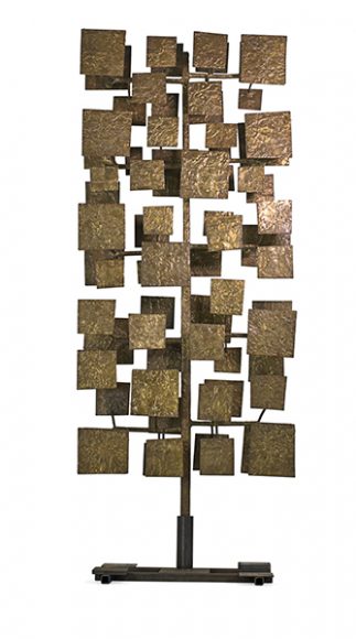 Sculpture screen for the First National Bank of Miami (1959), brass and steel, sold for $135,750. Image courtesy Rago Arts and Auction.