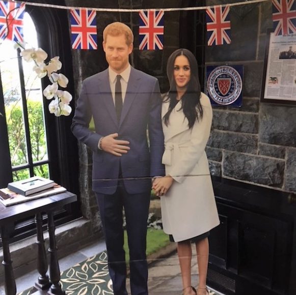 Guests at the Castle Hotel & Spa in Tarrytown can take photographs with a life-size Prince Harry and Meghan Markle cutout.