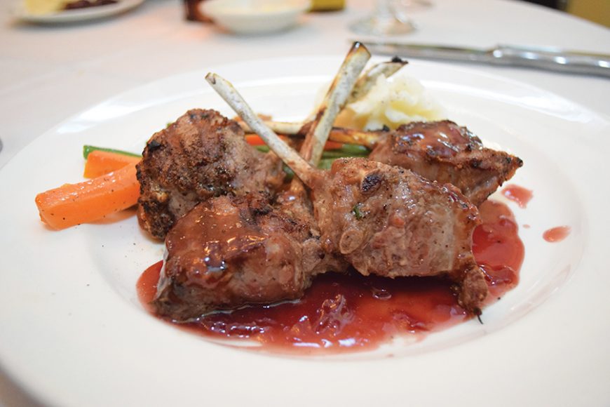 Lamb chops were well-seasoned and cooked to perfection. Photograph by Aleesia Forni.