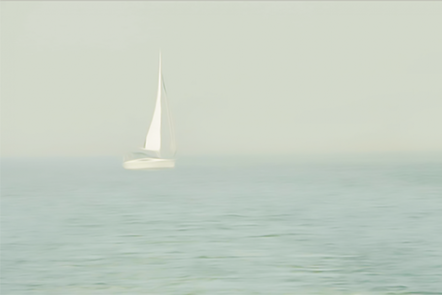 Julie Testwuide’s “Sailboat-Cape” at Oak & Oil in Katonah.