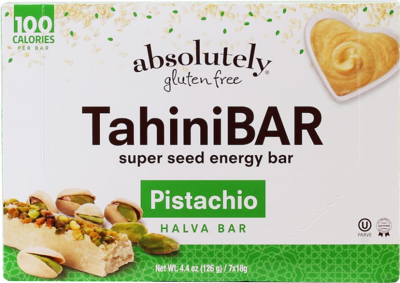 Absolutely Gluten-free’s TahiniBar made in the pistachio flavor. Courtesy Absolutely Gluten-free.