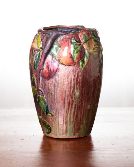 This Tiffany Studios vase, circa 1900, enamel on copper and inscribed Louis C. Tiffany, is from the Lyndhurst collection and is now featured in the exhibition “Becoming Tiffany: From Hudson Valley Painter to Gilded Age Tastemaker” that is now open at Lyndhurst in Tarrytown. Mark Liflander Photography. Courtesy Lyndhurst.
