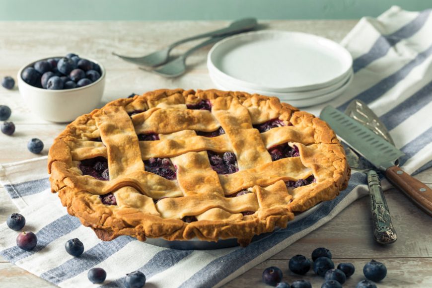 Classic blueberry lattice pie.