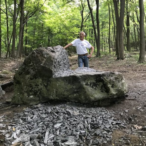 Stone artist Bob Madden shows the progress of his latest work. Courtesy Bob Madden.