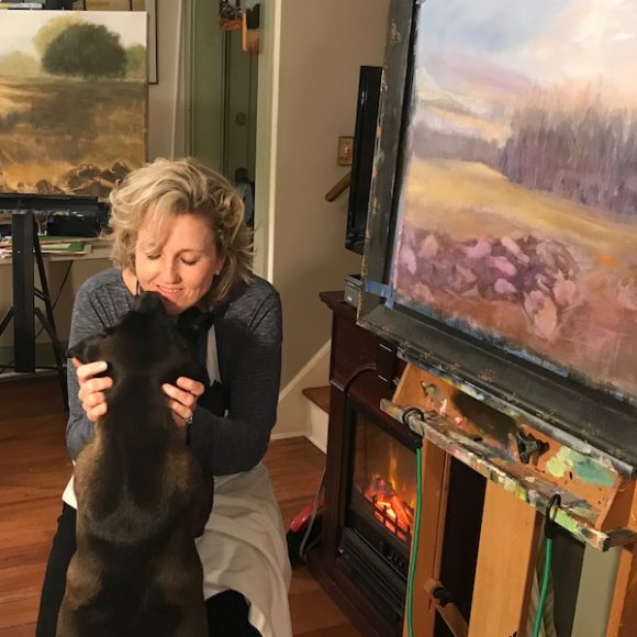 Artist Gail Bell in her studio. Courtesy Aspetuck Land Trust.