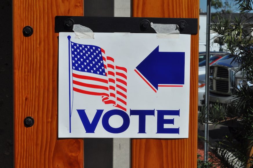 A voting sign in Orange, California, 2008. Photograph by Tom Arthur.