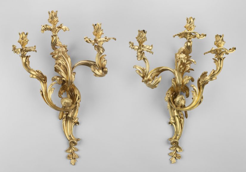 Wall Light. French (Paris), Louis XV, 1750-1760, Possibly by François-Thomas Germain (French, 1726-1791), Possibly by Jean-Claude Duplessis (French, 1699-1774). Gilt bronze, iron. Museum purchase. Museum of Fine Arts, Boston. Courtesy Greenwich Decorative Arts Society.