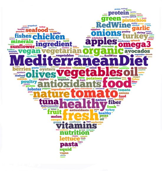 The Mediterranean diet (recognized by UNESCO as an Intangible Cultural Heritage) is a nutritional recommendation inspired by the traditional cuisine of Portugal, Spain, southern Italy, southern France and Greece. Photograph and caption from dreamstime.com.