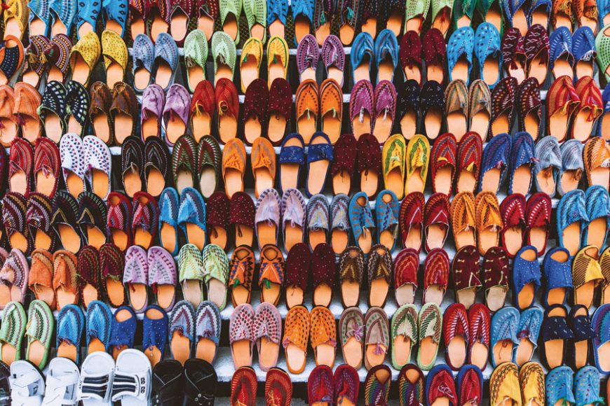 Slippers in Isfahan market, Iran. Photograph by Ali Morshedlu.