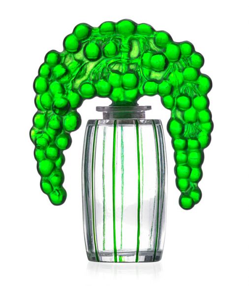 Green "Bouchon Cassis" perfume bottle, designed 1920, sold for $25,000.