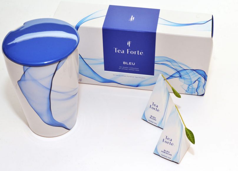 The Bleu Collection from Tea Forté offers not only an unexpected hue but also a luxurious taste. Photograph by Bob Rozycki.
