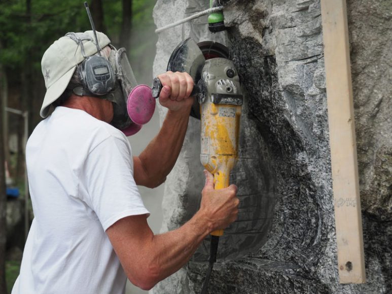 Bob Madden at work on his latest sculpture, which will be unveiled during the 2018 ArtEast Open Studio Tour this month. Photograph by Bob Rozycki.