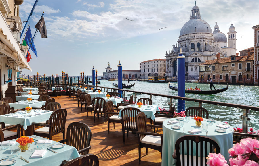Bar Longhi at The Gritti Palace, above, which Somerset Maugham referred to as a “divine terrace.”