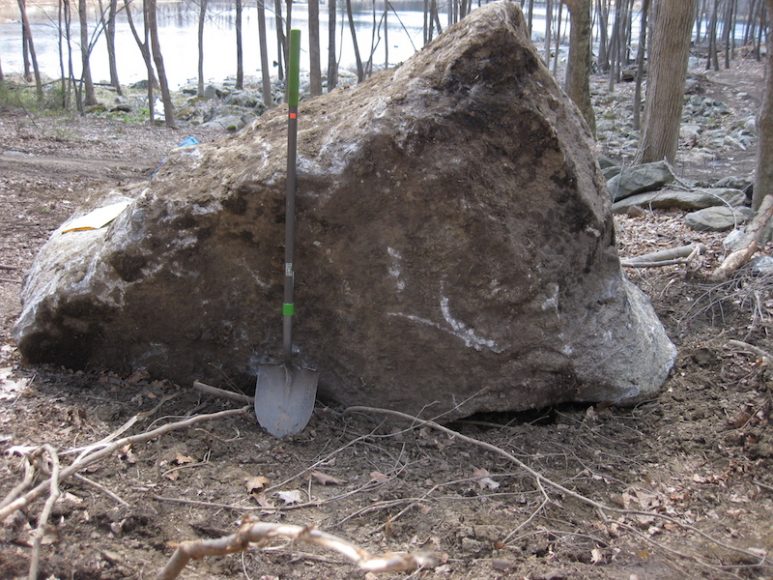 Bob Madden’s stone at the start of the project back in late spring. Courtesy Bob Madden.