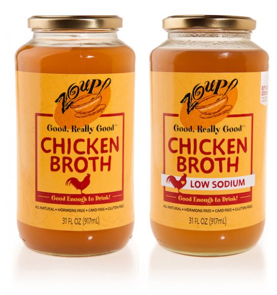 Zoup! Good, Really Good Chicken Broth comes in traditional and low-sodium options. Courtesy Zoup! Fresh Soup Company.