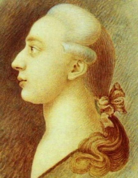 A drawing of Giacomo Casanova, circa 1750-55, by his artist-brother Francesco. State Historical Museum, Moscow