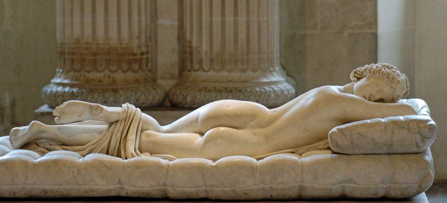 “Sleeping Hermaphroditus” (second century Roman copy of the Hellenistic original), Carrera marble. Musée du Louvre. For those who don’t have a marble hard butt, there’s EMSCULPT.