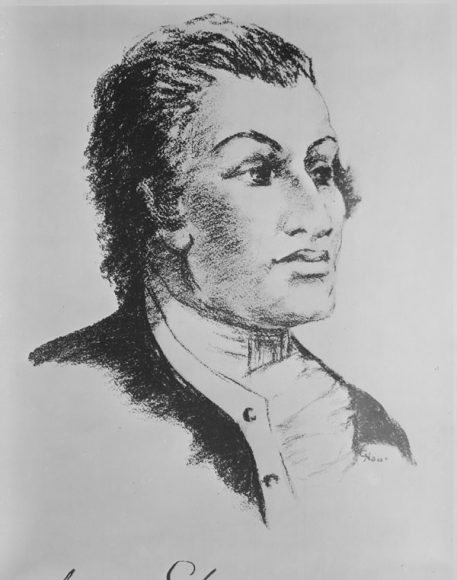Sketch of Haym Salomon that was used in the Heald Square Monument. Courtesy U.S. National Archives and Records Administration.