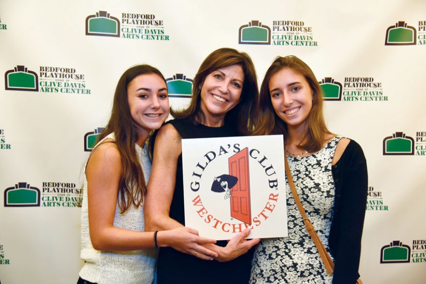 From left, Margo Boxer, teen ambassador, Gilda’s Club Westchester;  Marjorie Weintraub, director of major gifts, Gilda’s Club Westchester; and  Mia Bezos, teen ambassador, Gilda’s Club Westchester.