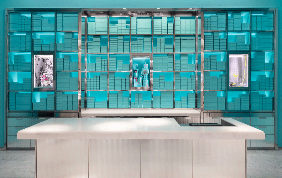 Tiffany & Co.'s Blue Box Wrap station.