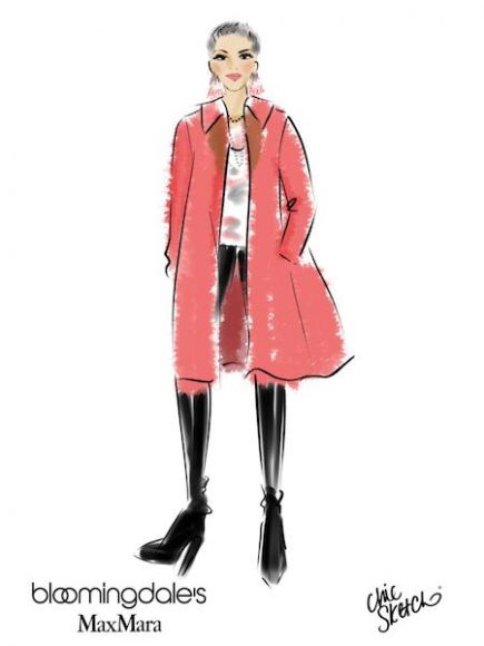 WAG editor-in-chief Georgette Gouveia posed in a reversible cherry blossom-chocolate coat by Max Mara for Chic Sketch during “The Makeup Date” at Bloomingdale’s White Plains this past Sunday.