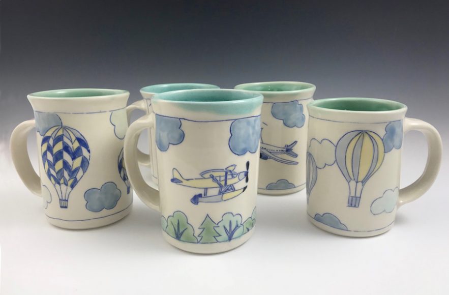 Rockland Center for the Arts’ Affordable Art & Pottery Bazaar will feature a number of handcrafted goods. Here, “Aviation Mugs” by Asta Bubliene. Courtesy Rockland Center for the Arts.