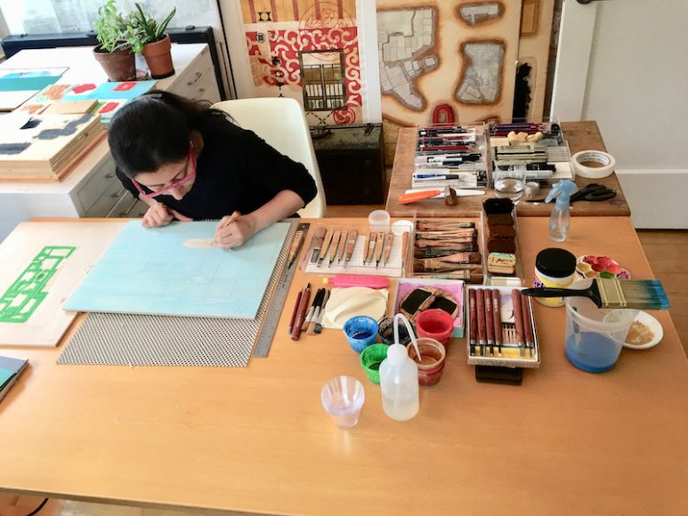 Nandini Chirimar in her studio. Photograph courtesy the artist.
