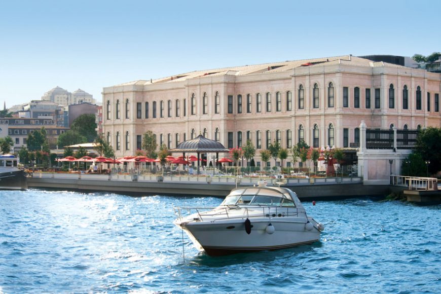 Terrace of the Four Seasons Istanbul at the Bosphorus. Photograph by Peter Vitale. 
