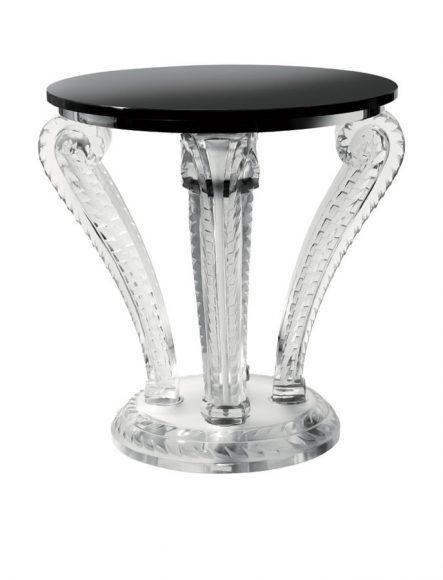 The Marsan Pedestal Table is an example of Lalique’s creations in the world of interiors. Courtesy Lalique.