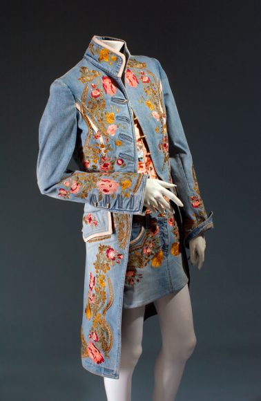 Roberto Cavalli, ensemble, 2002-2003, Italy, gift of Roberto Cavalli. 2003.45.2. Featured in Denim: Fashion’s Frontier (2016). Courtesy The Museum at FIT.