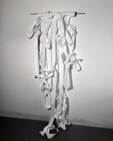“Unravelling,” an installation by Elysa DeMartini. Courtesy Silvermine Arts Center.