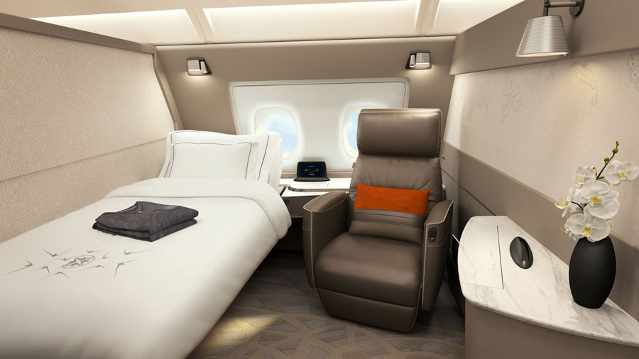 First class suite. Photograph courtesy Lalique. @ DR, Singapore Airlines.
