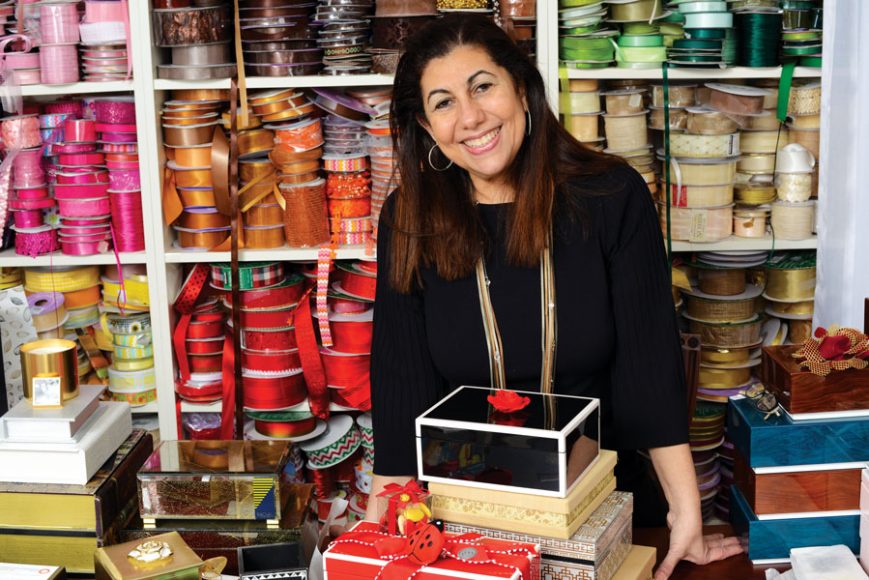Lina Abdo – physician turned gift designer – at her home in Stamford, where the magic happens. 