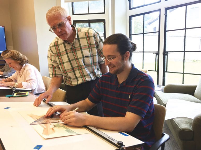 Professor Robert Hardy with student Timothy Beaupre. Photograph by Elizabeth Hastings.