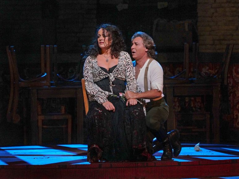 Clémentine Margaine and Roberto Alagna in “Carmen.” Karen Almond/Met Opera.
