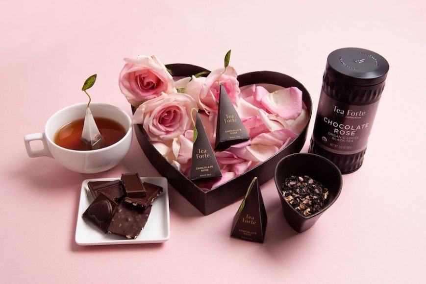 Chocolate Rose Tea, part of Tea Forté’s Noir collection, enables us chocoholics to indulge without the guilt. Courtesy Tea Forté.