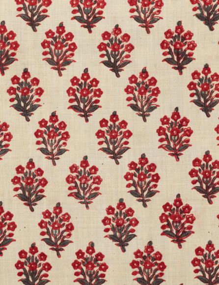 Yardage (detail), probably Sanganer, Rajasthan, circa 1850 block-printed mordant-dyed cotton