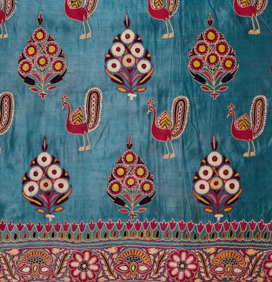 Shawl (dupatta; detail), Hyderabad, Telangana, circa 1880, woven silk and silver badla embroidered