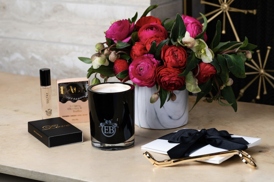 Floral designer turned perfumer Eric Buterbaugh teams with DADA Daily for a plush black box of Valentine goodies. Courtesy Eric Buterbaugh.