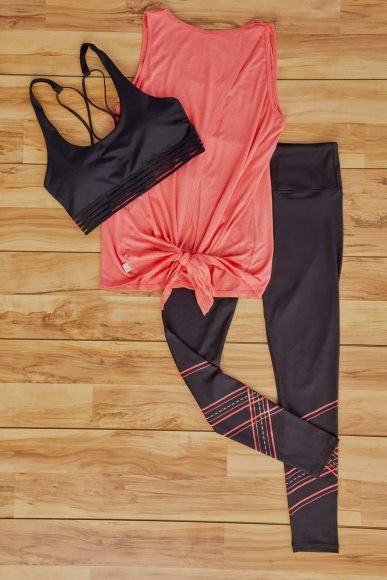 The coral top from the January box features an open, tie-back tank for ultimate breathability.