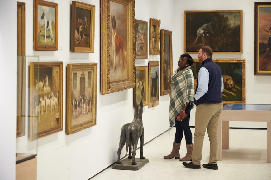 Paintings, sculptures, artifacts and interactive elements are found throughout the American Kennel Club Museum of the Dog in Manhattan. David Woo/American Kennel Club photograph.
