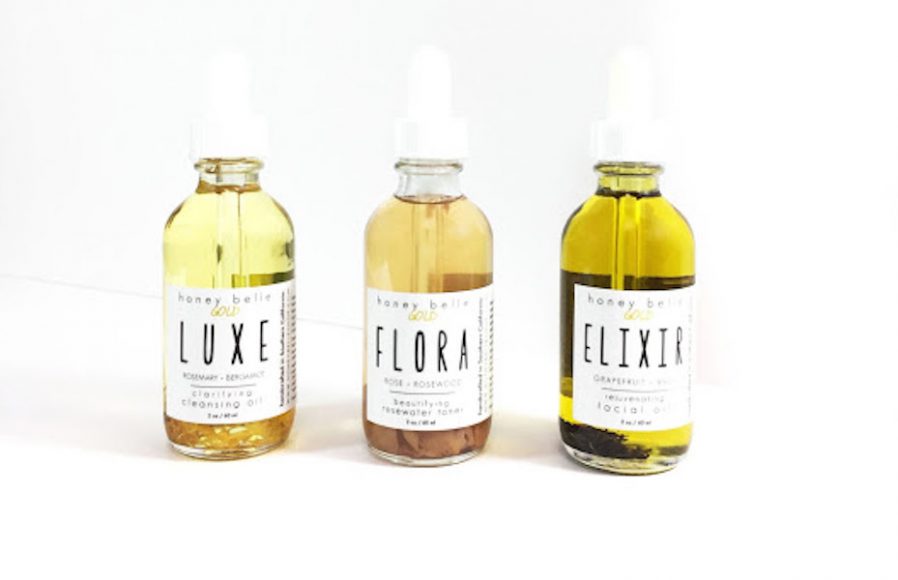 Gold kit standard: Honey Belle’s Luxe Organic Cleansing Oil, Flora Organic Rosewater Toner and Elixir Organic Facial Oil.