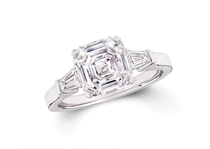 D Flawless Emerald Shaped Diamond Ring cut from Lesedi La Rona Diamond.