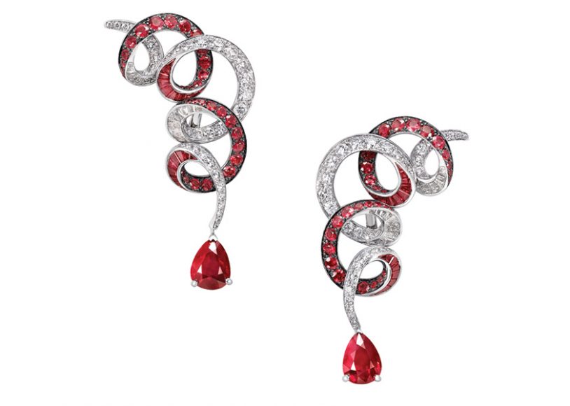 Multishaped Ruby and Diamond Inspired by Twombly Earrings.