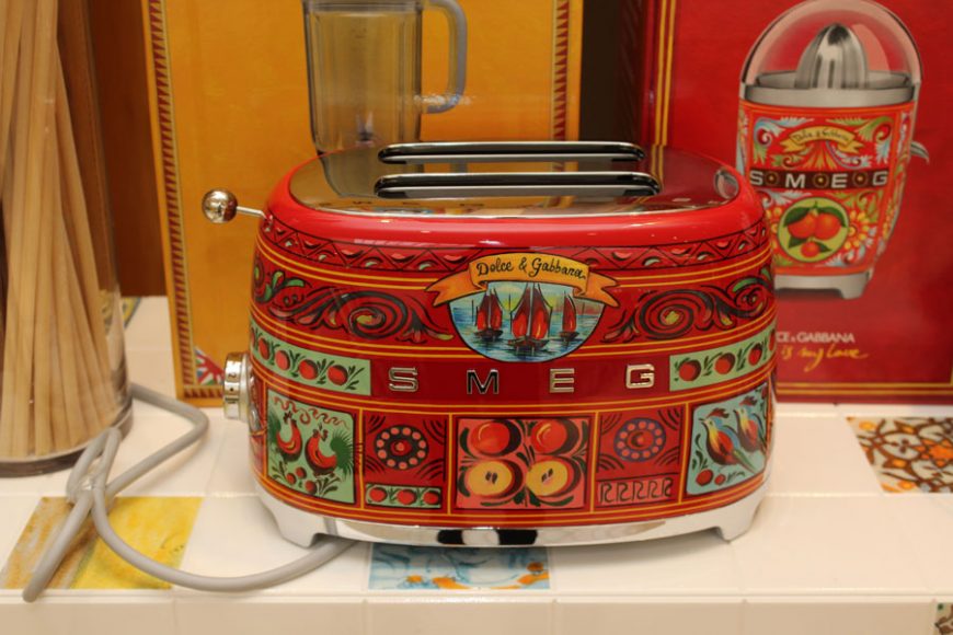 This SMEG Dolce & Gabbana toaster at Neiman Marcus Westchester demonstrates that form needn’t merely be functional. Photograph by Sebastián Flores.