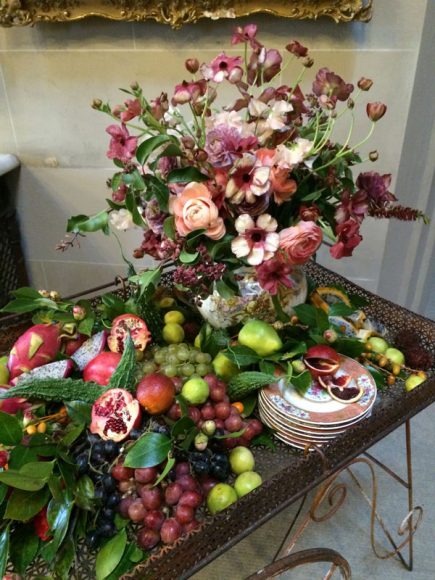 Au Ciel Floral Design Studio created a fittingly artful display in the art gallery on the mansion’s second floor, as seen during the April 5 preview of the Lyndhurst Flower Show in Tarrytown. Photograph by Mary Shustack.