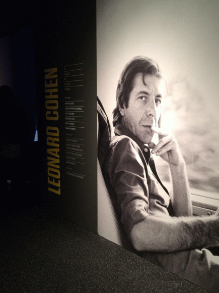 This iconic image of the late singer-songwriter, poet and author (courtesy of Old Ideas, LLC) graces the entrance to “Leonard Cohen: A Crack in Everything,” a multimedia exhibition opening April 12 at the Jewish Museum in Manhattan. Photograph by Mary Shustack.