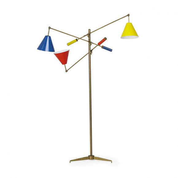 Angelo Lelii’s Triennale floor lamp, 1940s, sold for $10,000. Courtesy Rago Auctions.