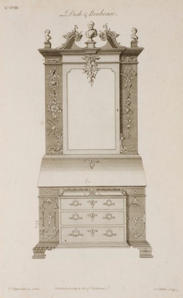 Thomas Chippendale, “The Gentleman and Cabinet-Maker’s Director,” 3rd edition, London, 1762, plate 108, Winterthur Library. Courtesy Greenwich Decorative Arts Society.